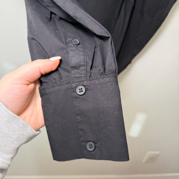 COS women Black Puff Sleeve Cotton Jersey Top Statement minimalist Sleeves in S - Picture 8 of 10